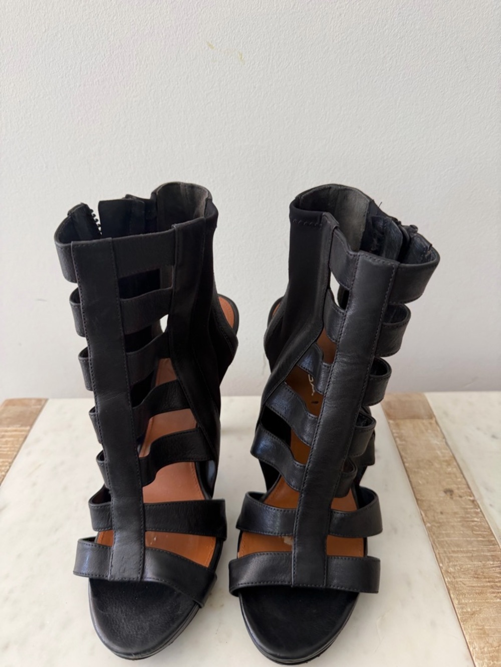 Via Spiga Black Strappy Gladiator High Heel Sandals